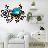 3D Wooden Flower Clock With Esthetic Dial Wall Clock | Best Quality Wall Clock For Home Decor | Home Decor Clock 25 inch - With Light