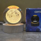 1 Pc USB LED Galaxy Crystal Ball Lamp | 3D Planet Moon Night Light | Bedroom & Party Home Decor | Kids Birthday Gift (Moon Shape Only)