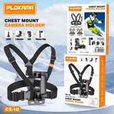PLOKAMA CX10 Action Camera And Phone Chest Mount Holder 360 Adjustable Harness Strap For Sports Hiking Vlogging