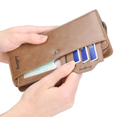 Balebaily Long Zipper Wallet for Men & Women PU Leather Wallet with 15 Card Slots Phone Pocket and Photo Window - Black