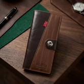 WAGLOK Dual Tone Magnetic Button Long Wallet for Men & Women with Zipper Pocket - Black