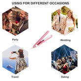 2-in-1 Mini Hair Straightener & Curler – Portable Thermostatic Ceramic Flat Iron for Dry & Wet Hair Styling - Random Color