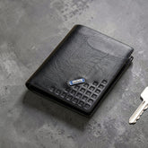 Balebaily Square Pattern Bifold Wallet | Compact PU Wallet for Men & Women Black